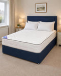 Manhattan bed set with Oslo headboard in Linen - Midnight