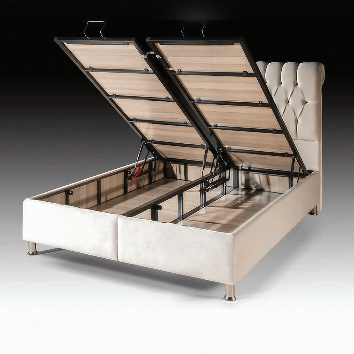 Warren Ottoman Storage Bed with the lift-up storage open